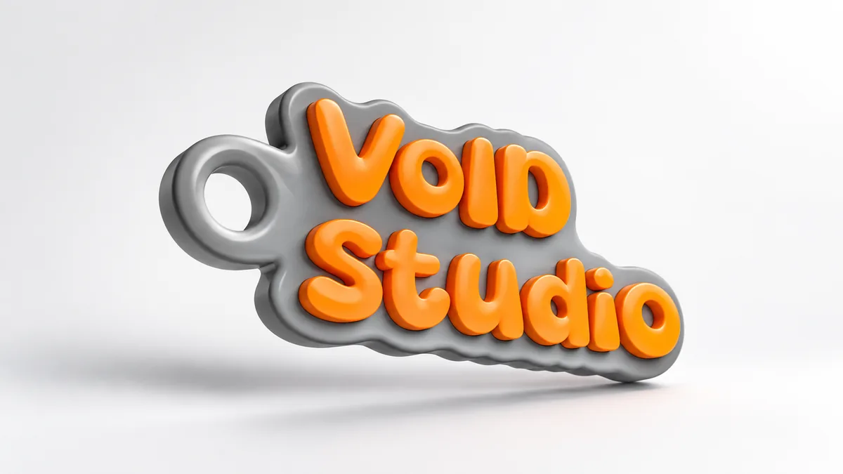 Contoh gantungan kunci VoID Studio yang dapat dipersonalisasi