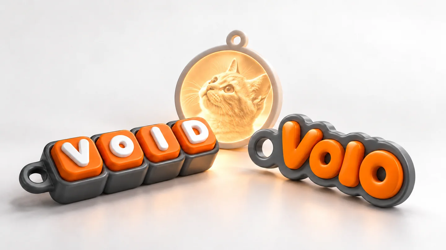 Contoh clicker, gantungan kunci personal, dan lithophane foto dari VoID Studio 3D